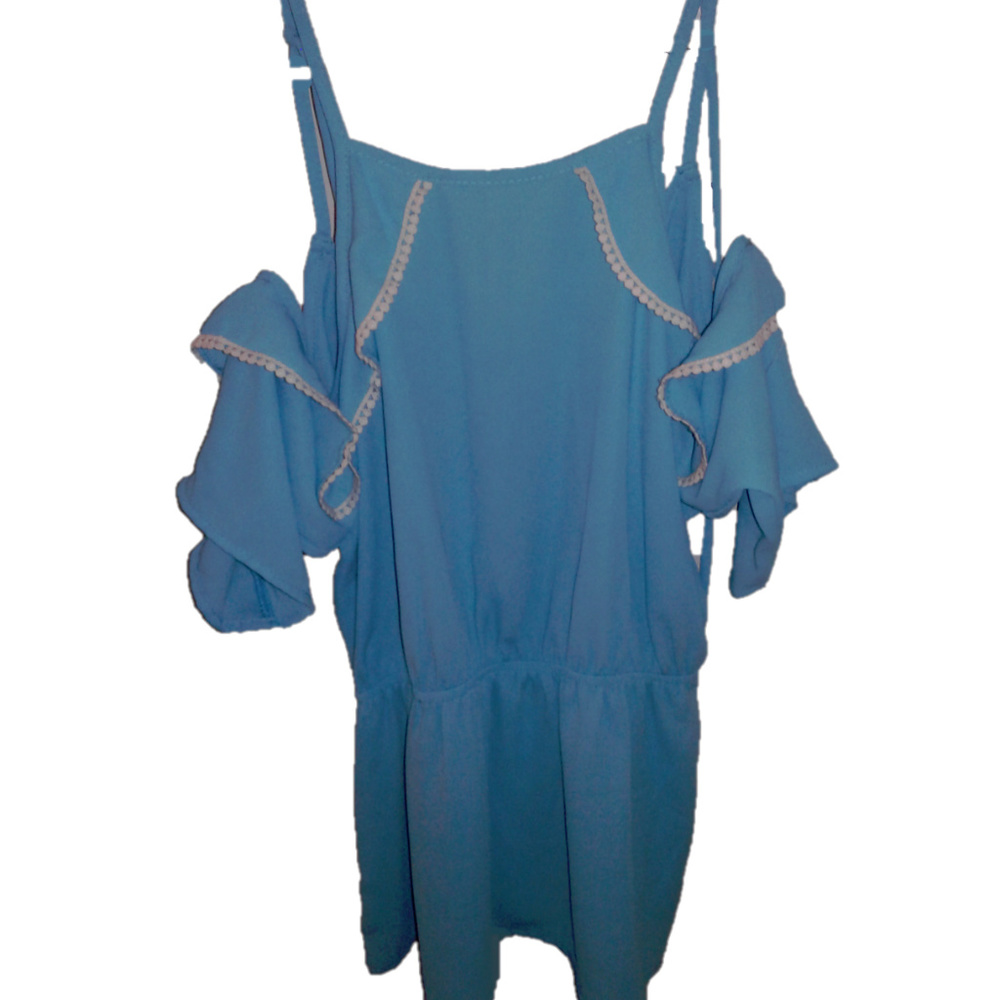 Peach Love California Blue Lace Halter Top Small